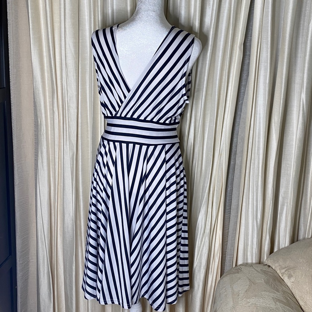 Lascana | Striped V-Neck Dress - Picture 3 of 14